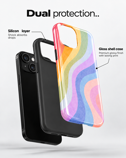 Pastel Waves Gloss Shell Dual Protection iPhone Case