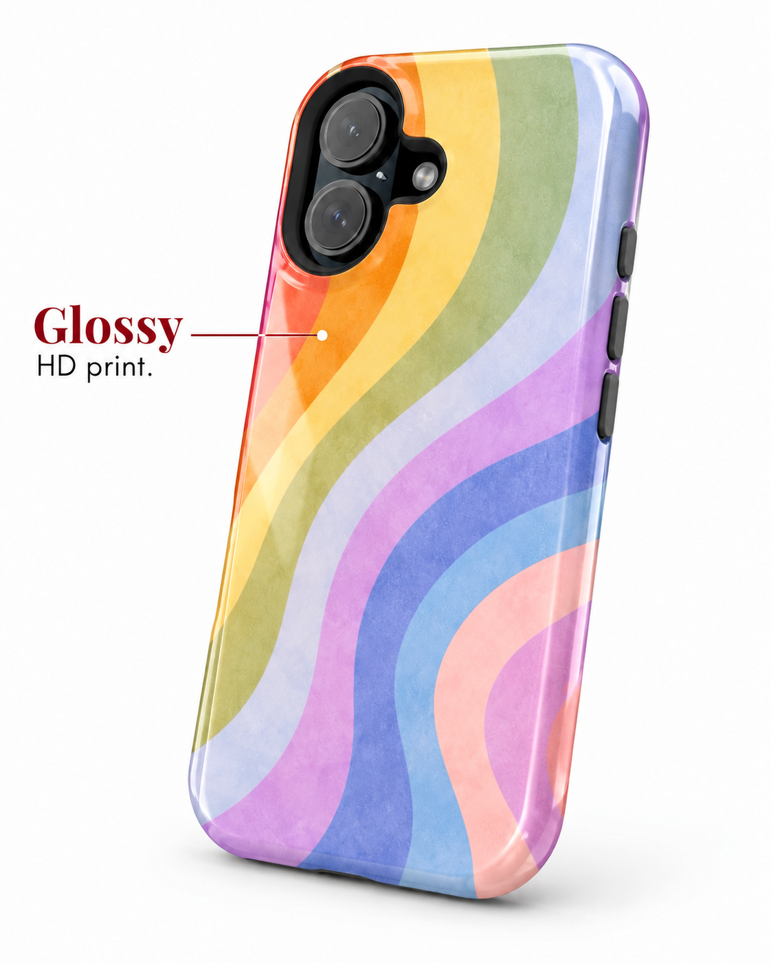Pastel Waves Gloss Shell Dual Protection iPhone Case
