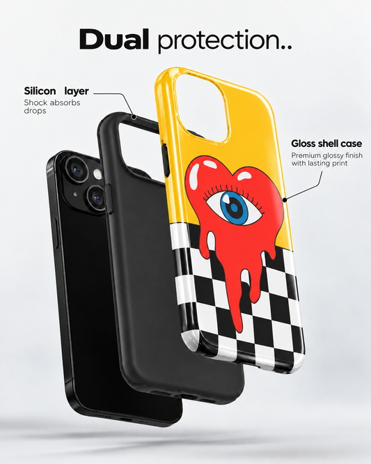 Melting Heart Gloss Shell Dual Protection iPhone Case