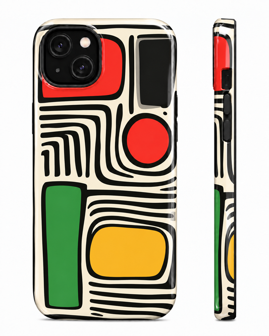 Retro Geometric Gloss Shell Dual Protection iPhone Case
