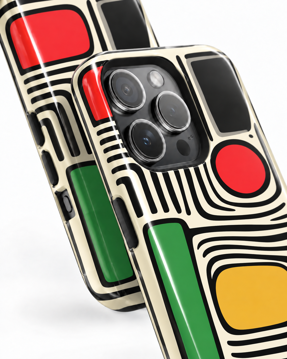 Retro Geometric Gloss Shell Dual Protection iPhone Case