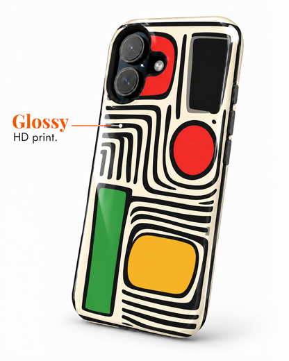 Retro Geometric Gloss Shell Dual Protection iPhone Case