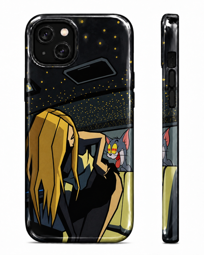 Cartoon Cat Chase Gloss Shell Dual Protection iPhone Case