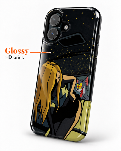 Cartoon Cat Chase Gloss Shell Dual Protection iPhone Case
