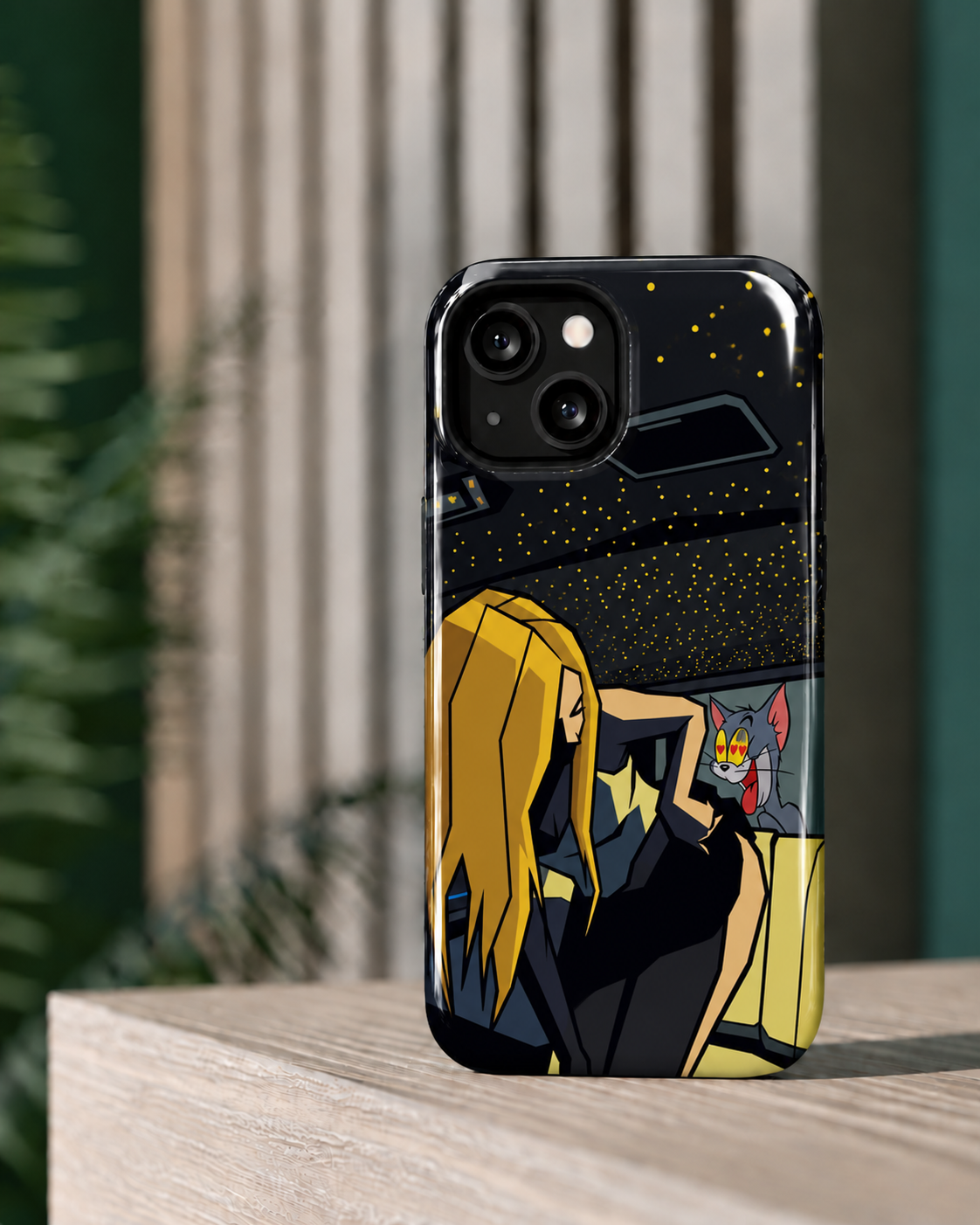 Cartoon Cat Chase Gloss Shell Dual Protection iPhone Case