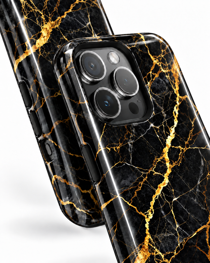 Black Gold Marble Gloss Shell Dual Protection iPhone Case