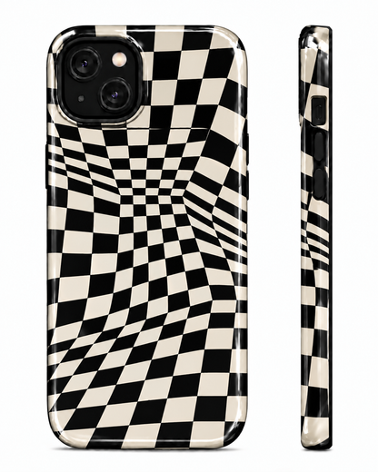 Warped Checkerboard Gloss Shell Dual Protection iPhone Case