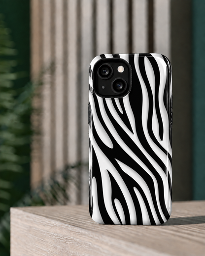 Zebra Wave Gloss Shell Dual Protection iPhone Case