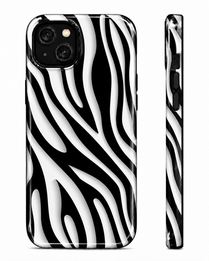 Zebra Wave Gloss Shell Dual Protection iPhone Case