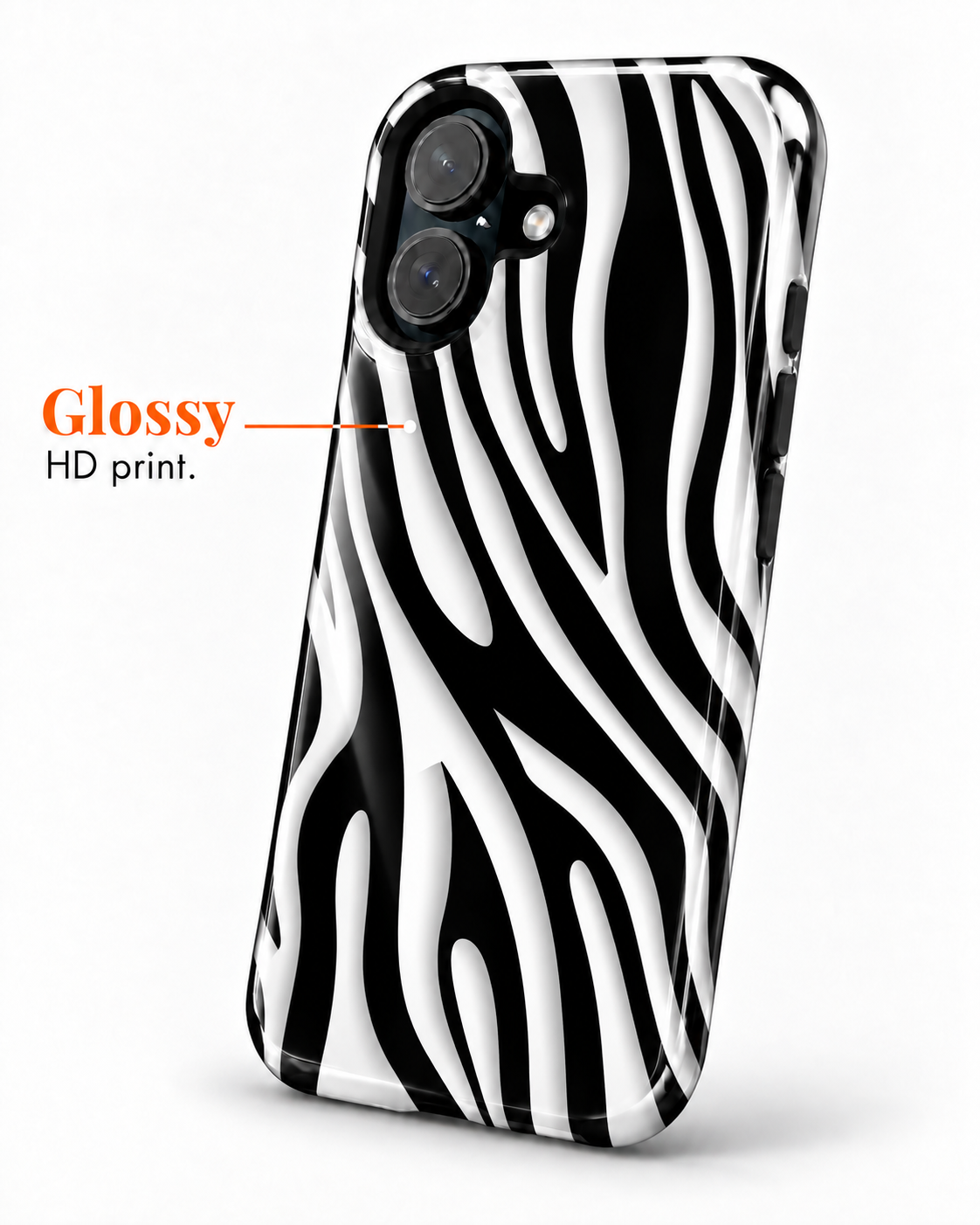 Zebra Wave Gloss Shell Dual Protection iPhone Case