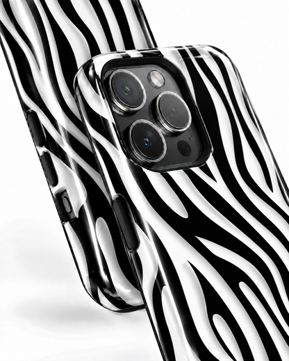 Zebra Wave Gloss Shell Dual Protection iPhone Case