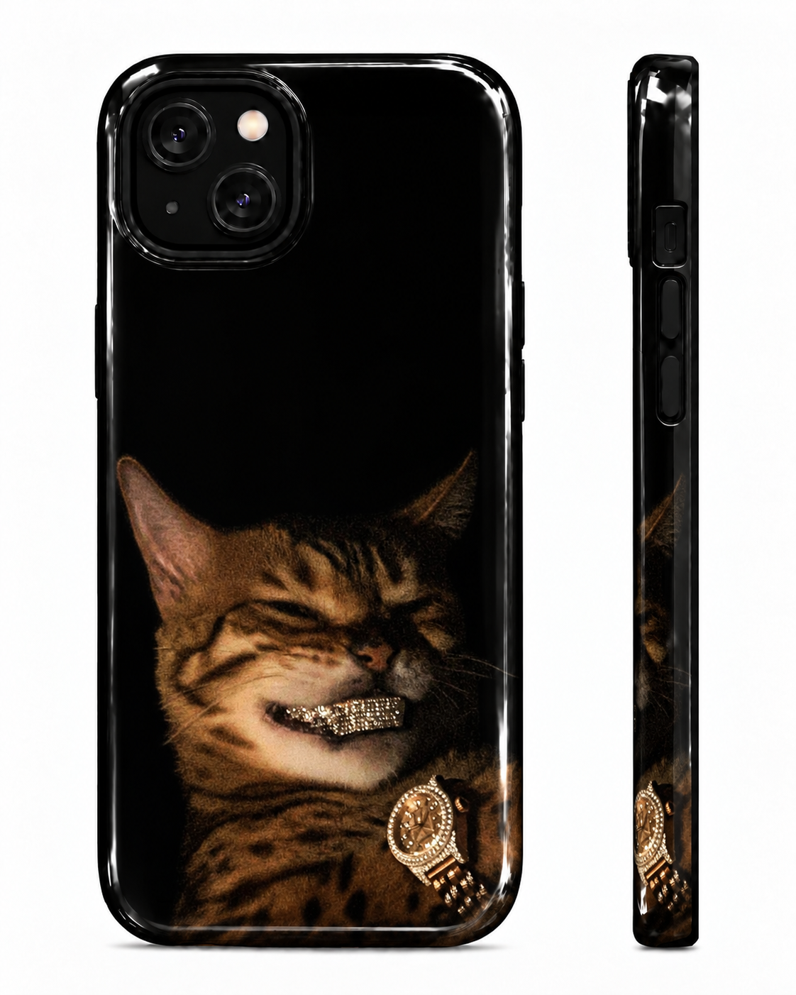 Rich Cat Bling Gloss Shell Dual Protection iPhone Case