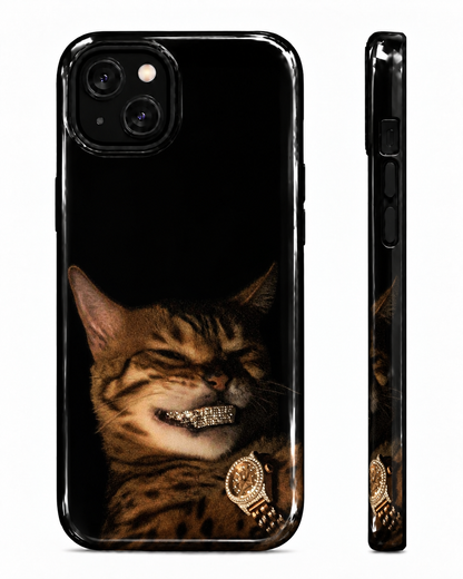 Rich Cat Bling Gloss Shell Dual Protection iPhone Case