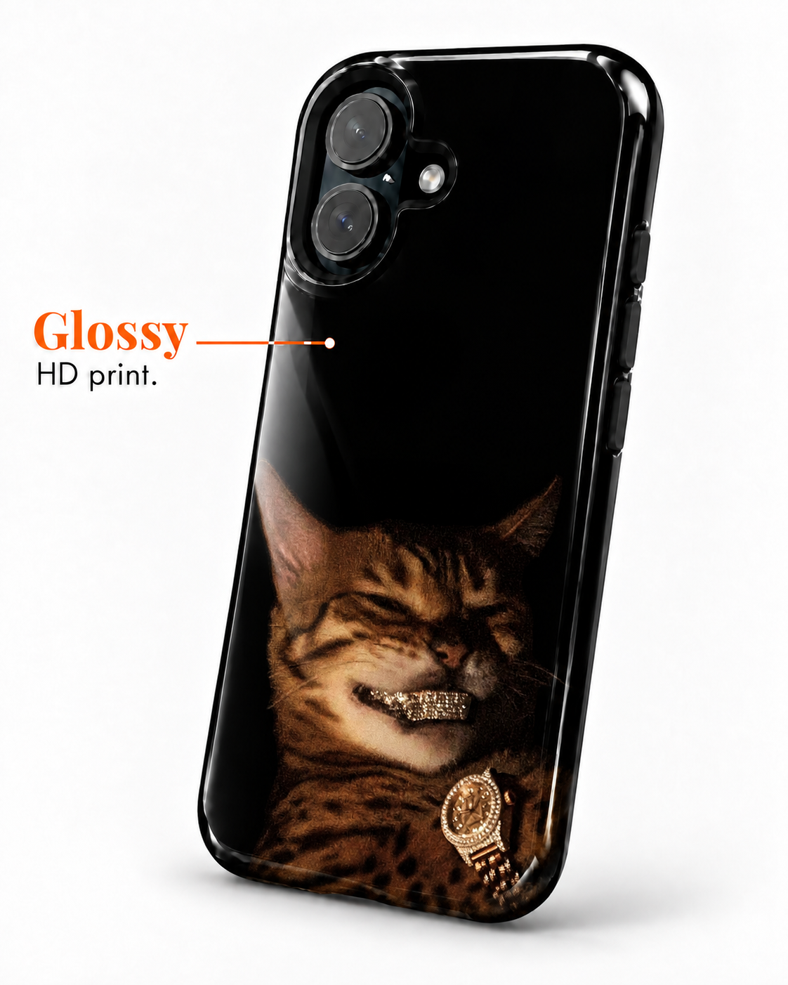 Rich Cat Bling Gloss Shell Dual Protection iPhone Case