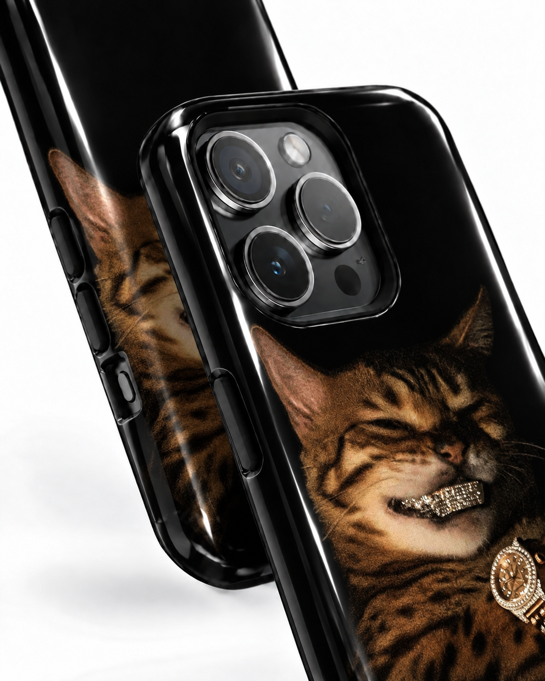 Rich Cat Bling Gloss Shell Dual Protection iPhone Case