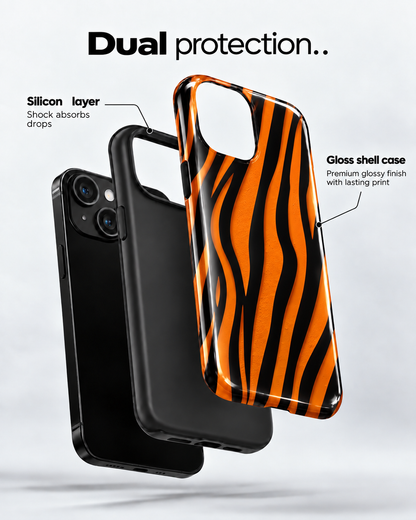 Tiger Stripe Gloss Shell Dual Protection iPhone Case