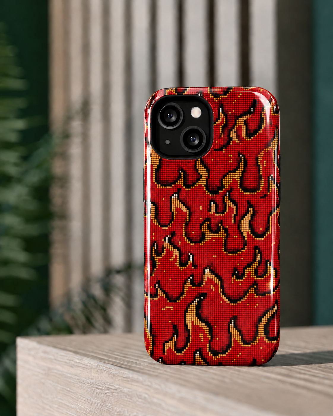 Pixel Flame Gloss Shell Dual Protection iPhone Case