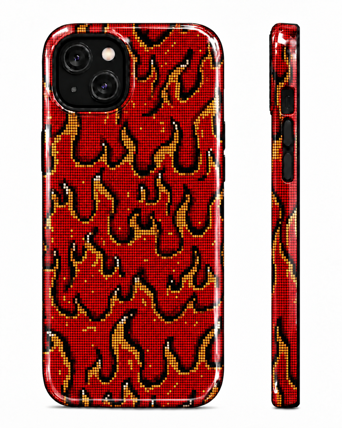 Pixel Flame Gloss Shell Dual Protection iPhone Case