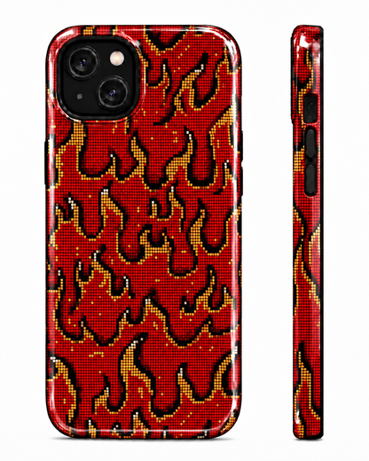 Pixel Flame Gloss Shell Dual Protection iPhone Case