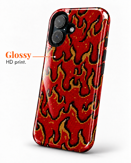 Pixel Flame Gloss Shell Dual Protection iPhone Case
