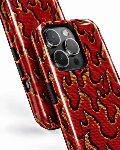 Pixel Flame Gloss Shell Dual Protection iPhone Case