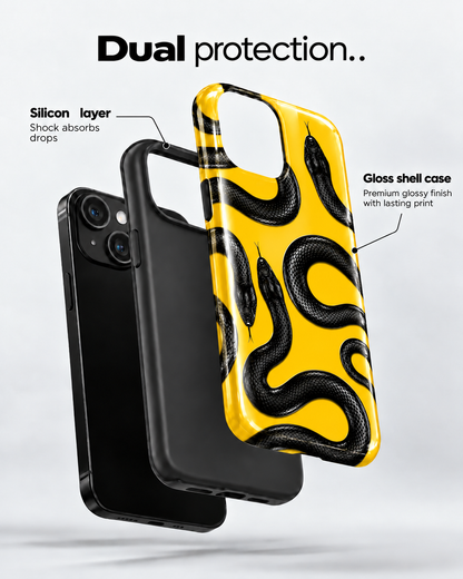 Black Snake Gloss Shell Dual Protection iPhone Case