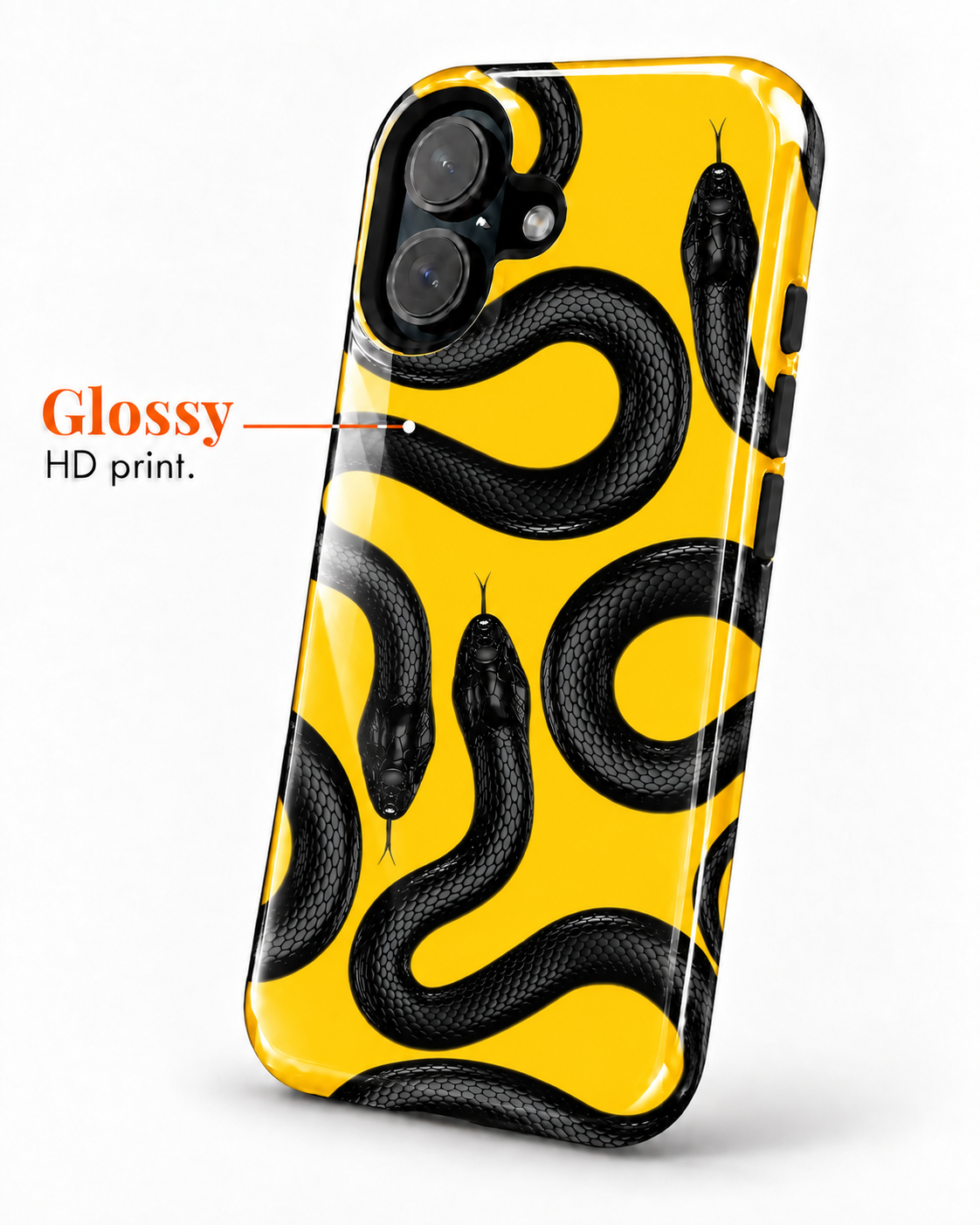 Black Snake Gloss Shell Dual Protection iPhone Case