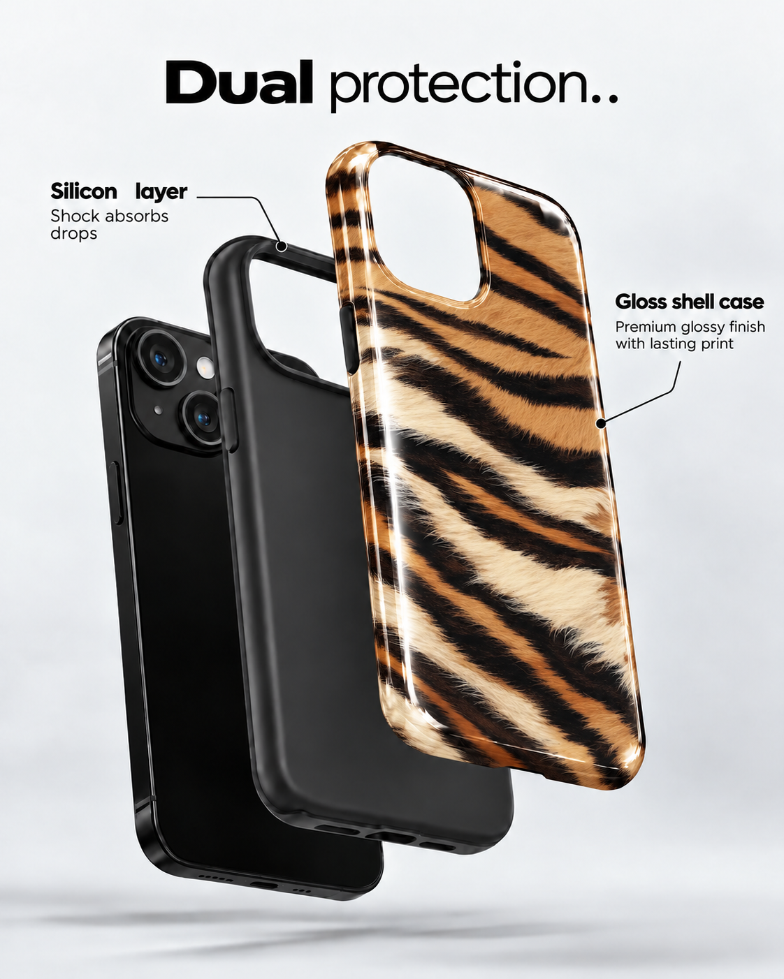 Tiger Fur Gloss Shell Dual Protection iPhone Case