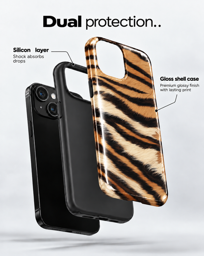 Tiger Fur Gloss Shell Dual Protection iPhone Case