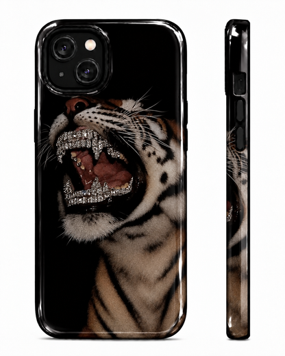 Rhinestone Tiger Gloss Shell Dual Protection iPhone Case