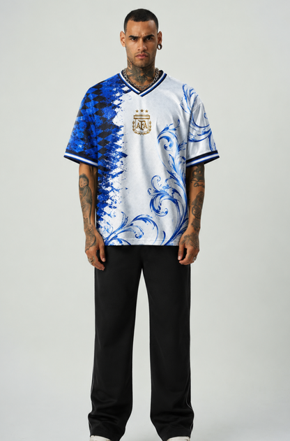Argentina Retro X Fusion Jersey | V-Neck Oversized T-shirt