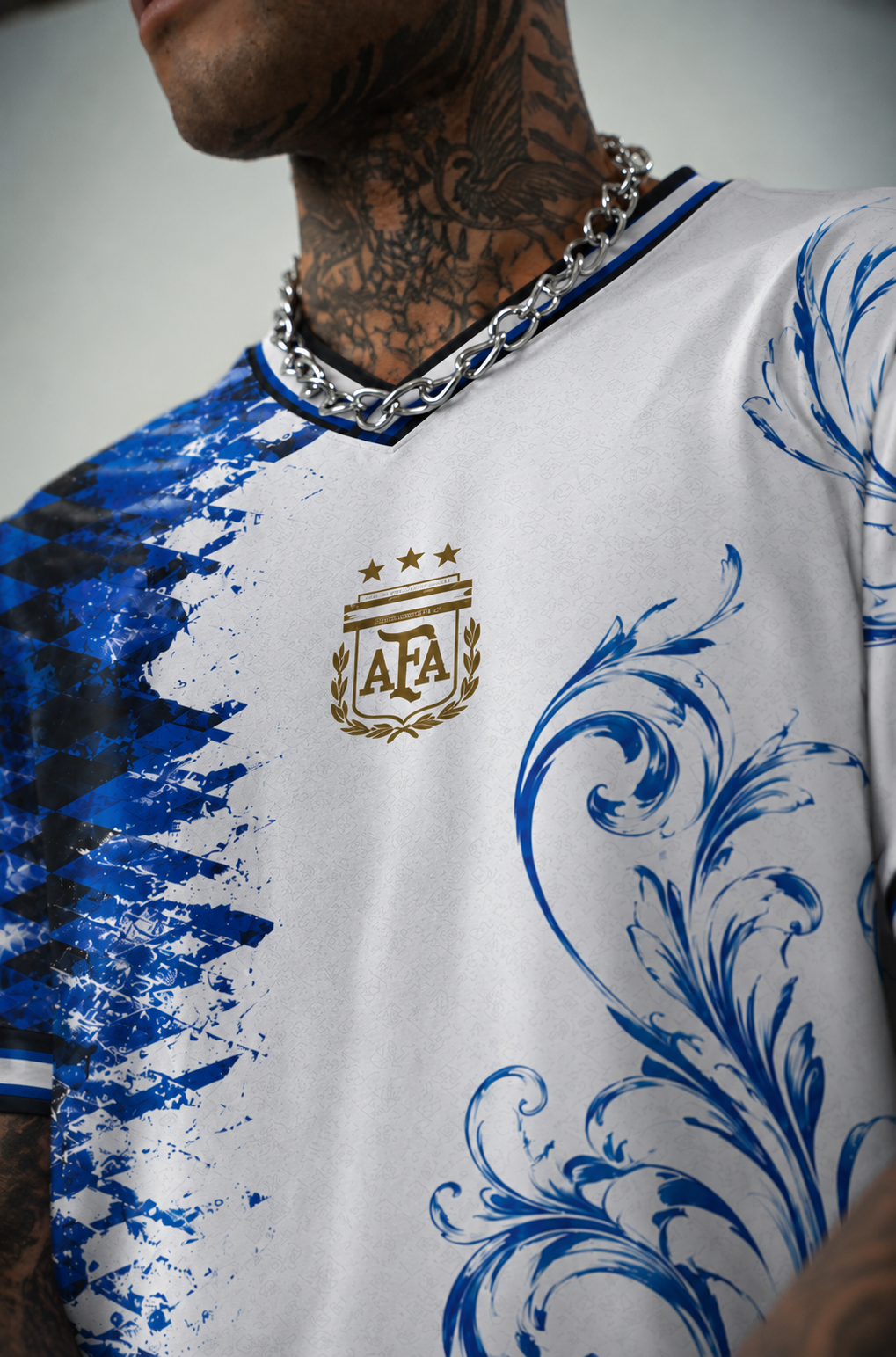 Argentina Retro X Fusion Jersey | V-Neck Oversized T-shirt