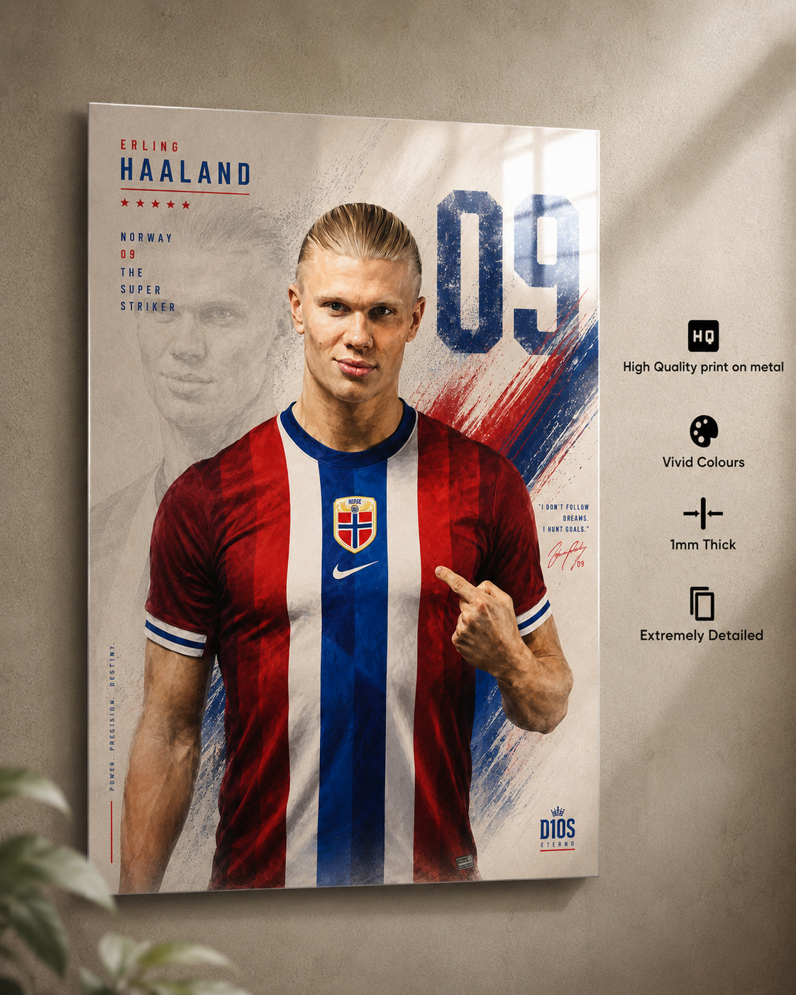 Erling Haaland Norway Premium Metal Poster