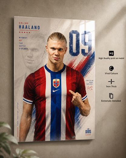 Erling Haaland Norway Premium Metal Poster