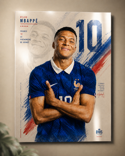 Kylian Mbappé France Premium Metal Poster