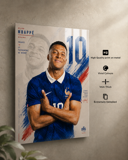 Kylian Mbappé France Premium Metal Poster