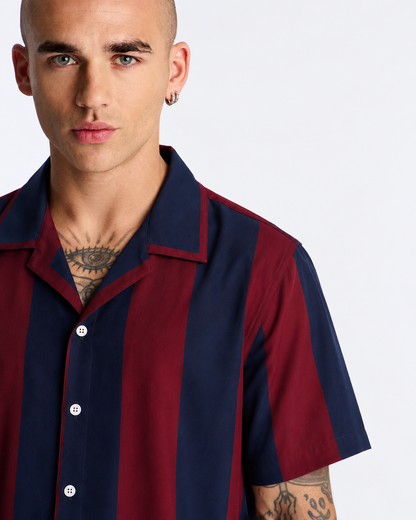 Men's Retro Vertical Stripe linen cotton Shirt