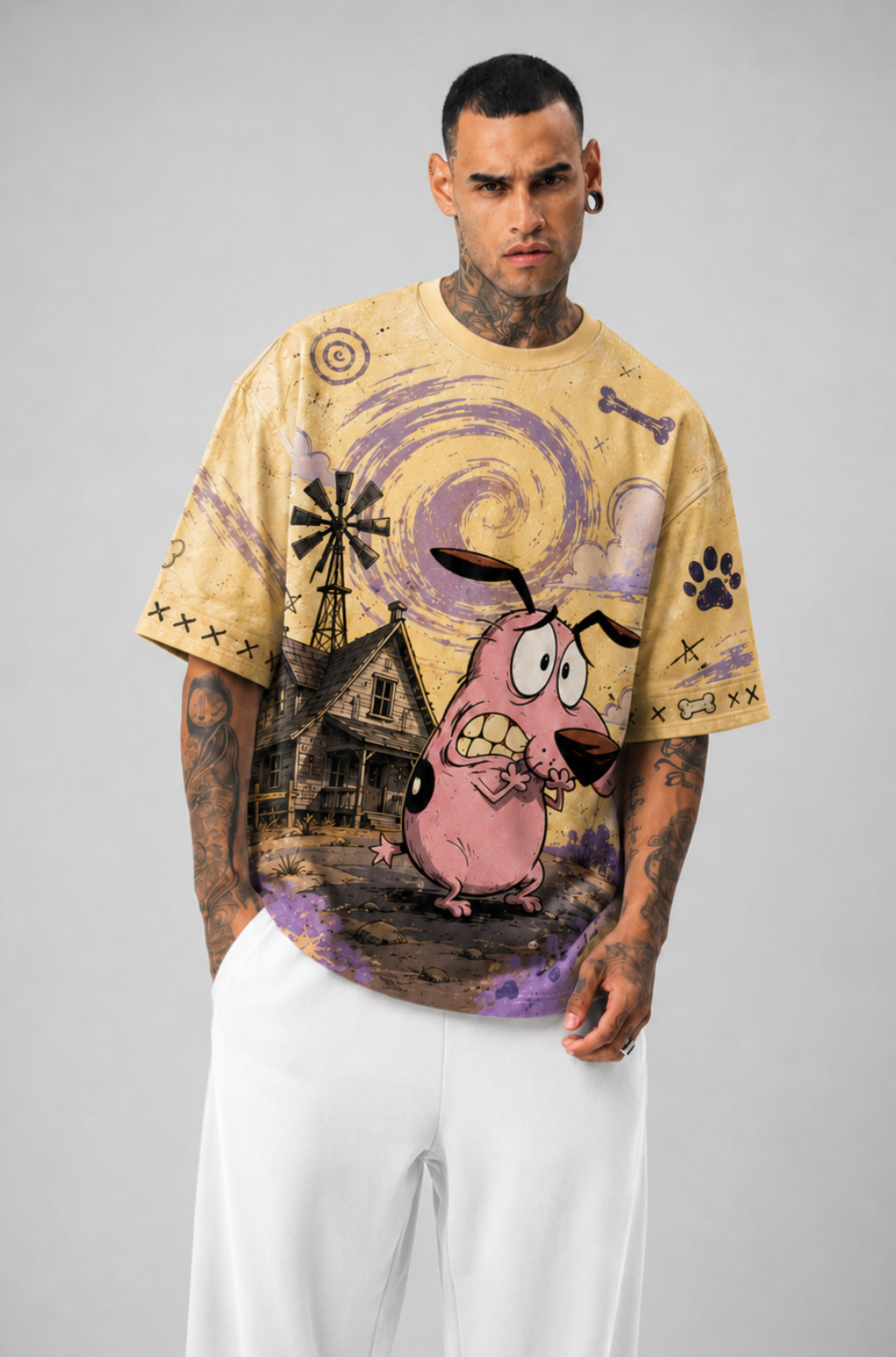 Courage the Cowardly Dog Oversized Graphic T-Shirt