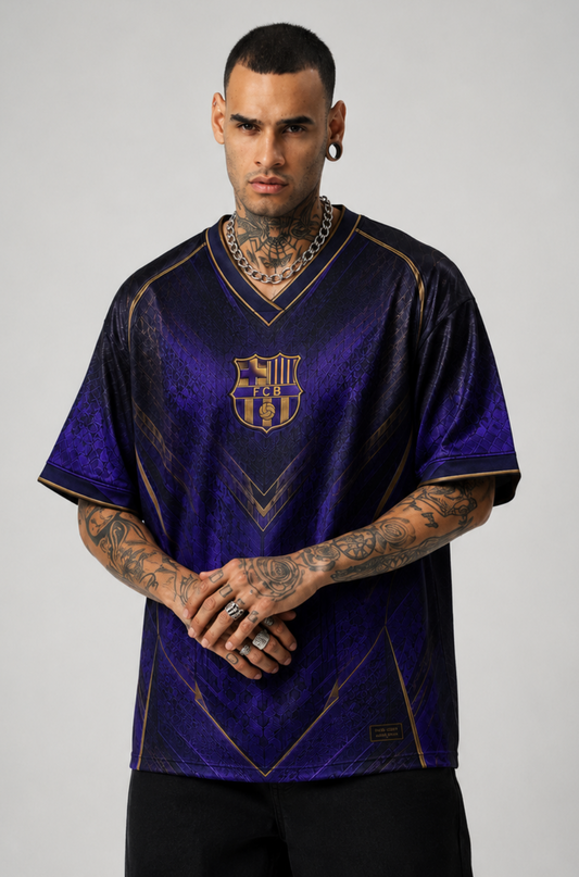 Barca Away Inspired Jersey | V-Neck Oversized T-shirt