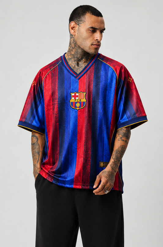 Barca Home Inspired Jersey | V-Neck Oversized T-shirt