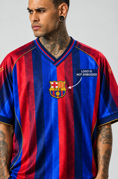 Barca Home Inspired Jersey | V-Neck Oversized T-shirt