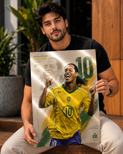 Ronaldinho Gaúcho "Alegria. Futebol. Arte." Metal Poster