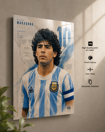 Diego Maradona "El Pibe de Oro" Metal Poster