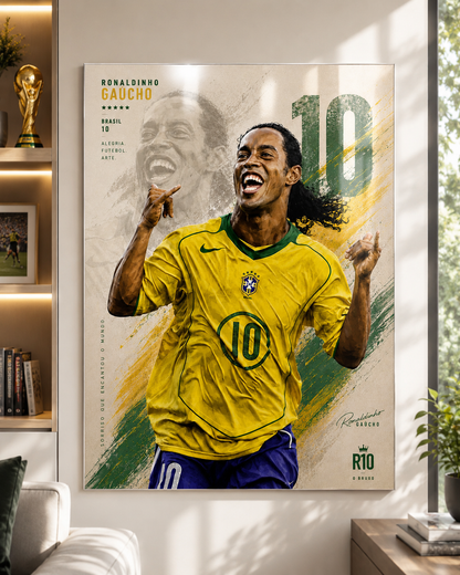 Ronaldinho Gaúcho "Alegria. Futebol. Arte." Metal Poster
