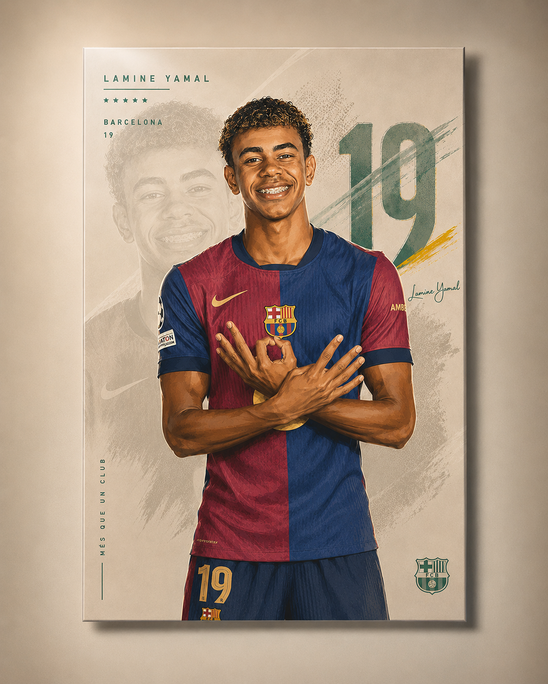 Lamine Yamal No. 19 Barcelona Metal Poster