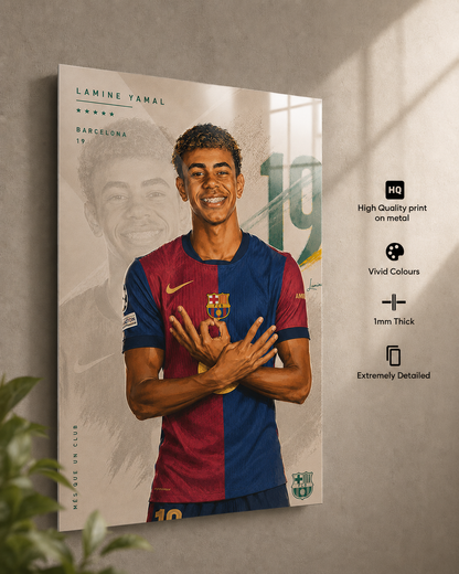 Lamine Yamal No. 19 Barcelona Metal Poster