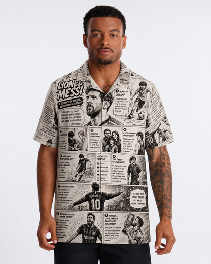 Lionel Messi Story Comic Print Men's linen Shirt