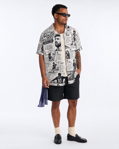 Lionel Messi Story Comic Print Men's linen Shirt
