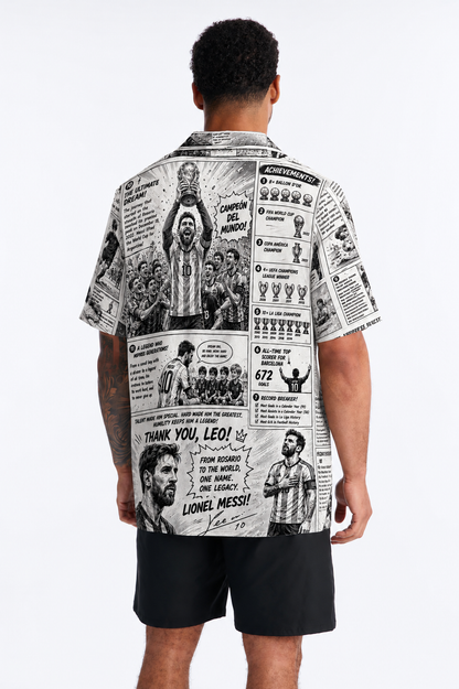 Lionel Messi Story Comic Print Men's linen Shirt