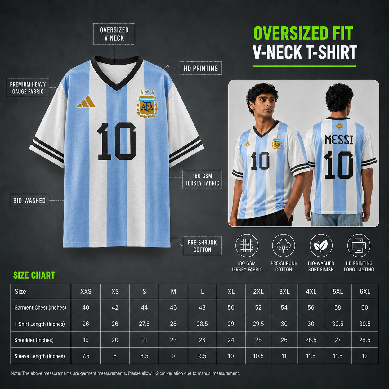 MESSI Jersey | V-Neck Oversized T-shirt